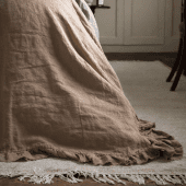 Coffee Brown Ruffle Linen Bedspread