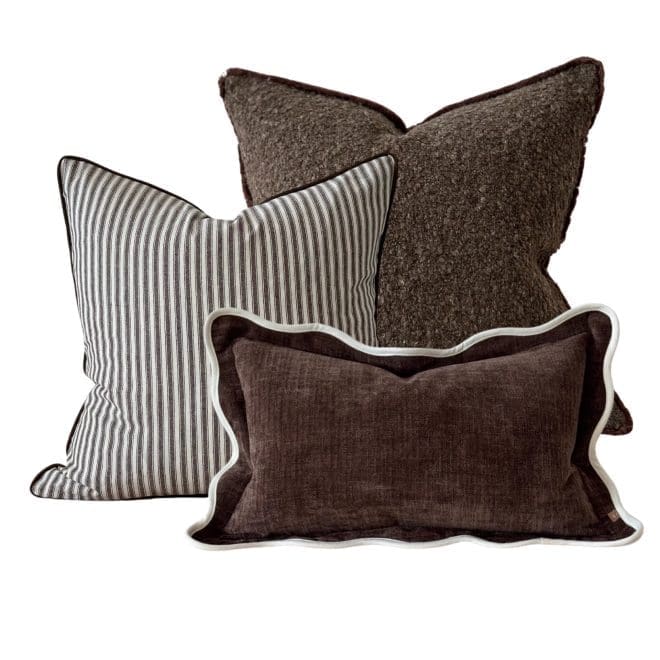 The Dark Brown Boucle Cushion Combination