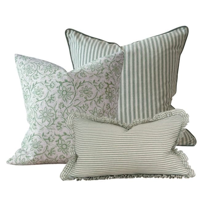 The Sage Green Stripe Cushion Combination