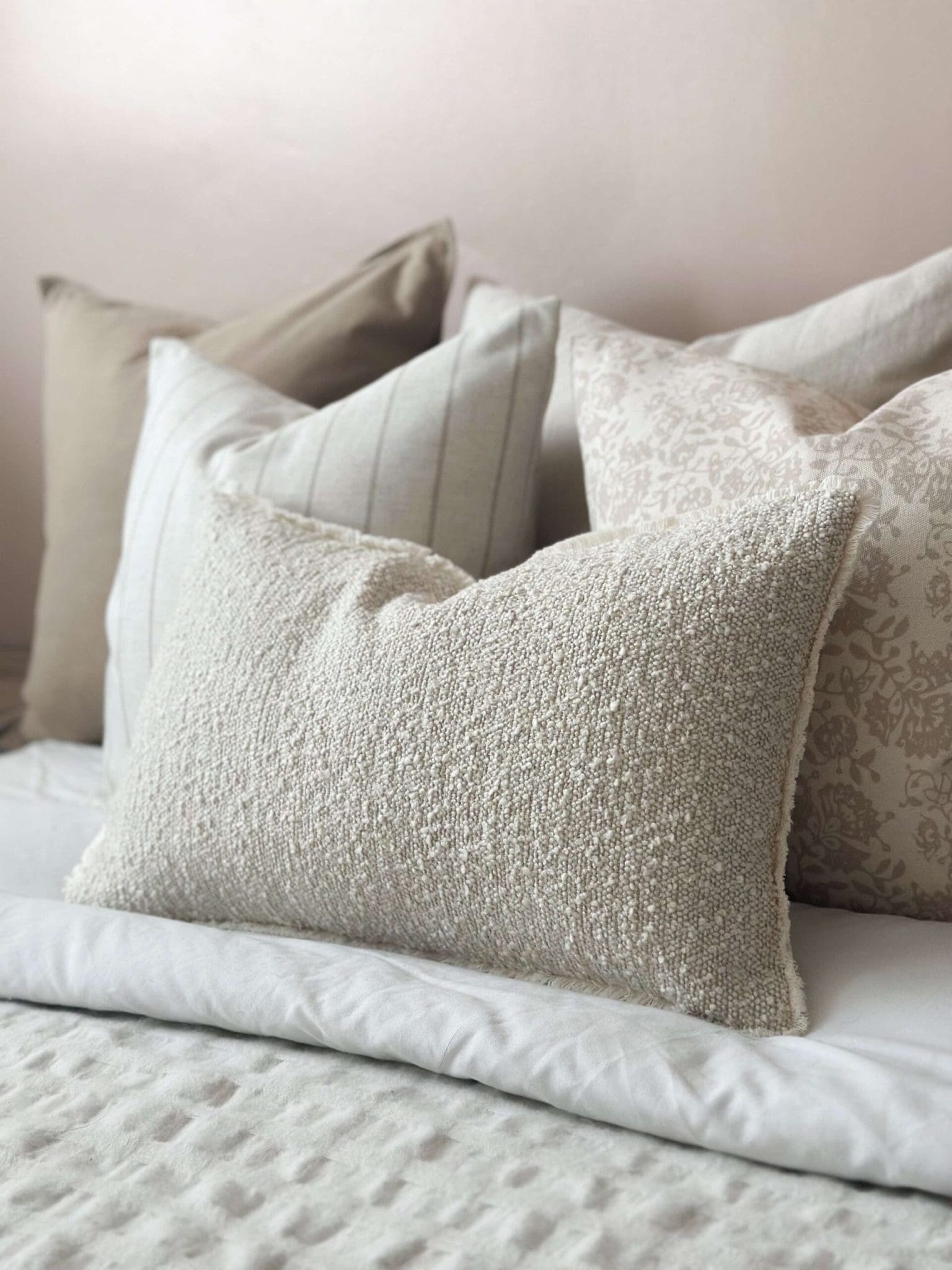 Sofia cream boucle cushion 50x30