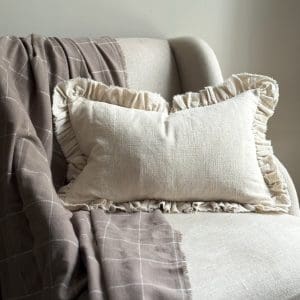 Grace Sand Ruffle Cushion 50x30