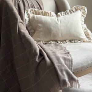 Grace Sand ruffle cushion 50x30