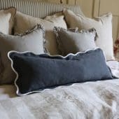 Chloe Navy Scalloped Edge Bolster Cushion