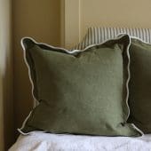 Chloe Olive Scalloped Edge Cushion 65x65