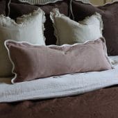 Chloe Dusty Pink Scalloped Edge Bolster Cushion