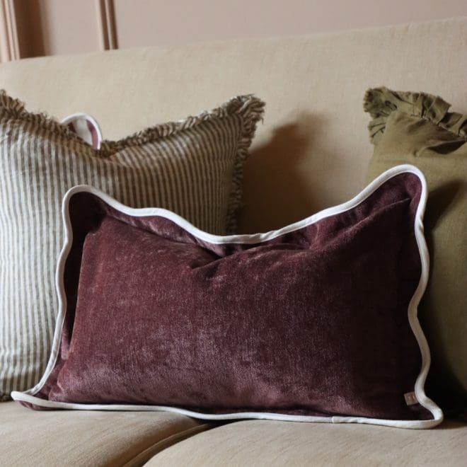 Chloe Plum Scalloped Edge Cushion 50×30