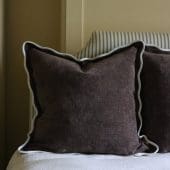Chloe Dark Brown Scalloped Edge Cushion 65x65