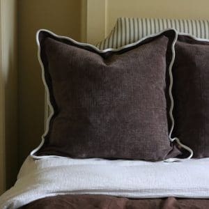 Chloe Dark Brown Scalloped Edge Cushion 65x65