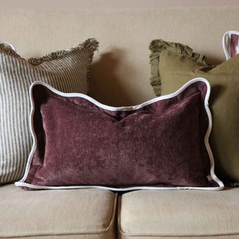 Chloe Plum Scalloped Edge Cushion 50x30