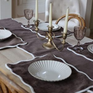 Set of Chloe Dark Brown Scalloped Placemats