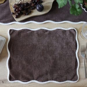 Set of Chloe Dark Brown Scalloped Placemats