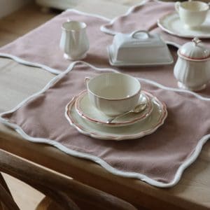Set of Chloe Dusty Pink Scalloped Placemats