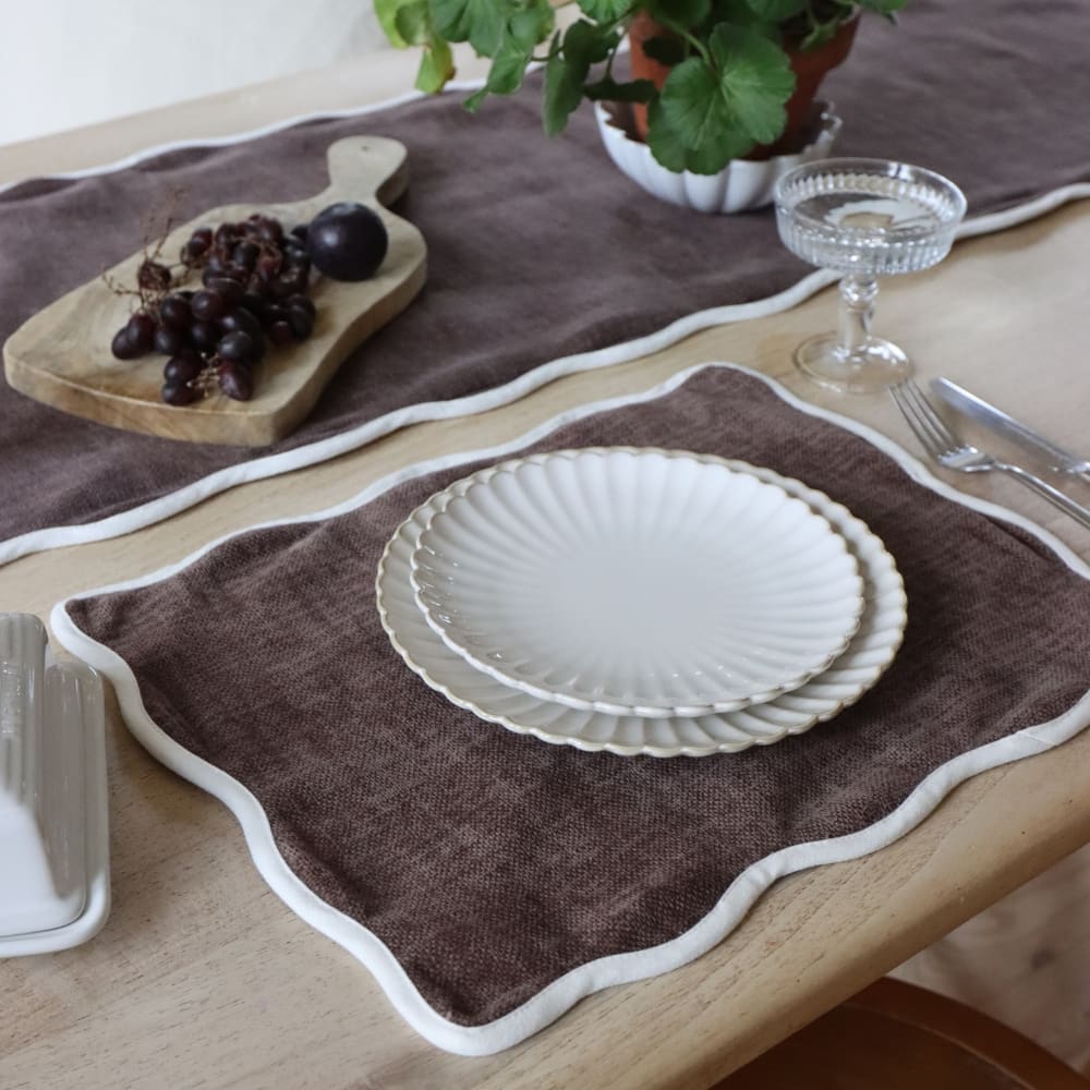 Set of Chloe Dark Brown Scalloped Placemats