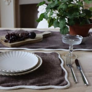 Set of Chloe Dark Brown Scalloped Placemats