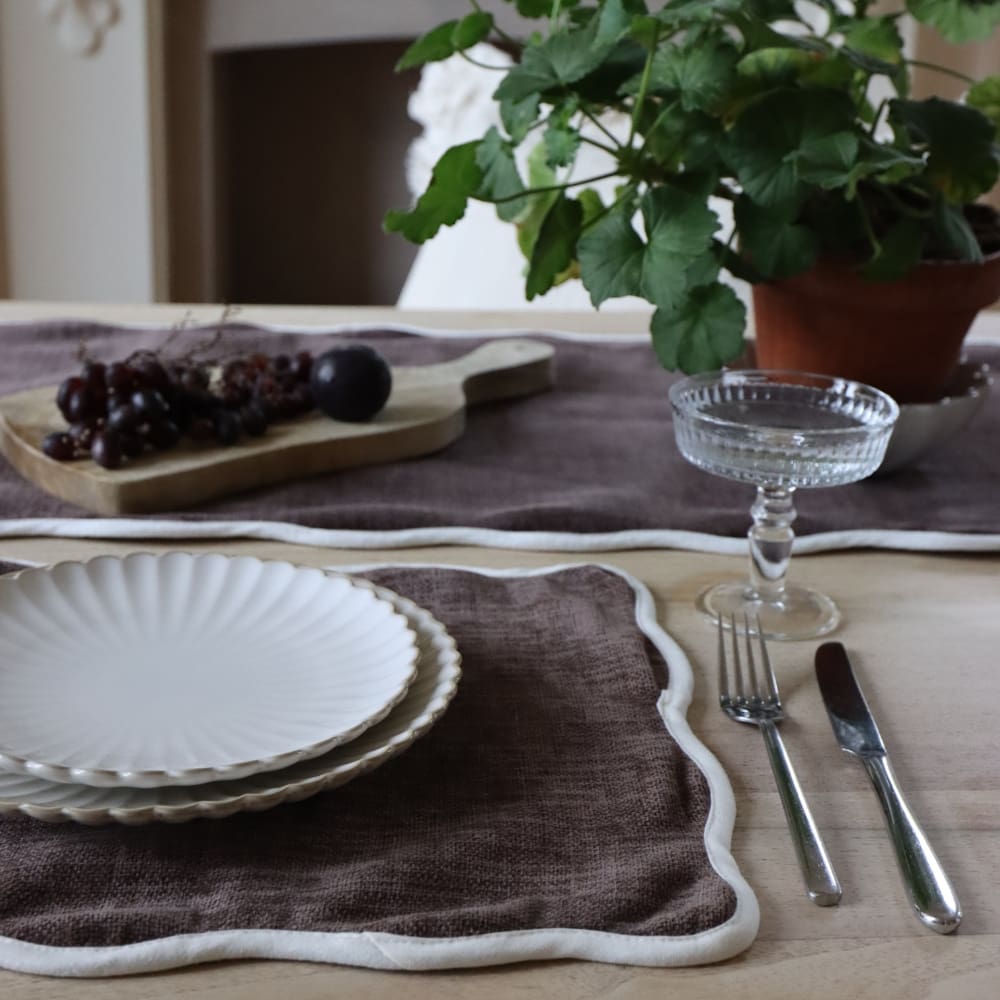 Set of Chloe Dark Brown Scalloped Placemats