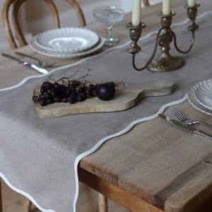Chloe Greige Scalloped Table Runner
