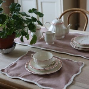 Set of Chloe Dusty Pink Scalloped Placemats