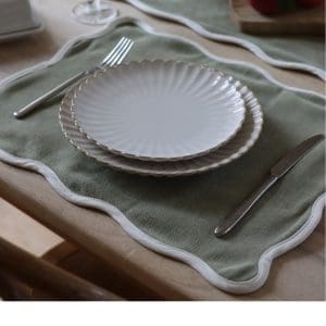 Set of Chloe Sage Scalloped Placemats