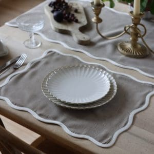 Set of Chloe Greige Scalloped Placemats