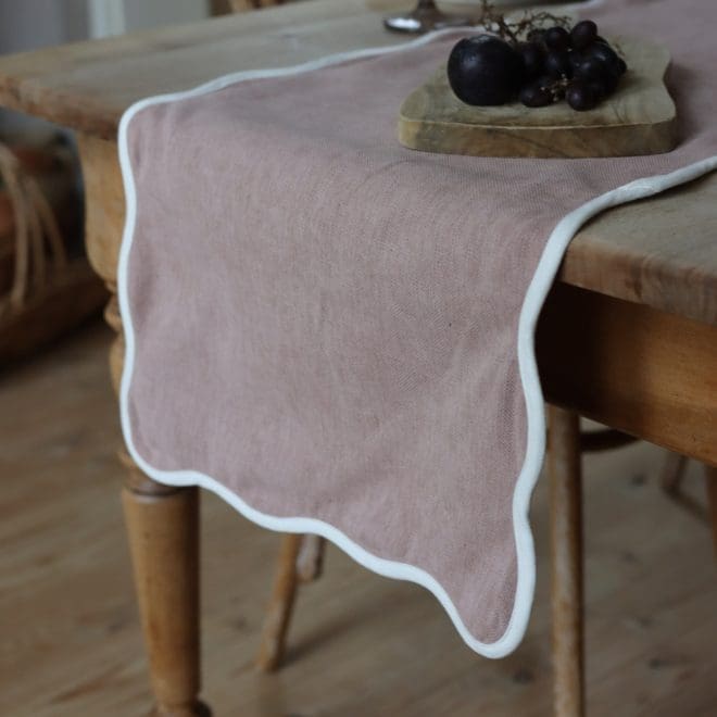 Chloe Dusty Pink Scalloped Table Runner