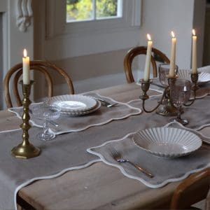 Chloe Greige Scalloped Table Runner