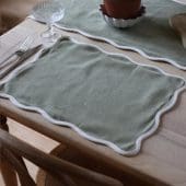 Set of Chloe Sage Scalloped Placemats