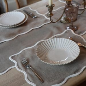 Set of Chloe Greige Scalloped Placemats