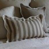 Chloe Greige Stripe Scalloped Edge Cushion 50x30