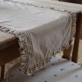 Brown Stripe Ruffle Table Runner