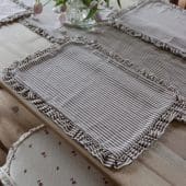 Set of 4 Dark Brown Stripe Ruffle Placemats