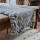 Navy Stripe Ruffle Table Runner