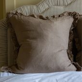 Hallie Coffee Brown Ruffle Cushion 65x65