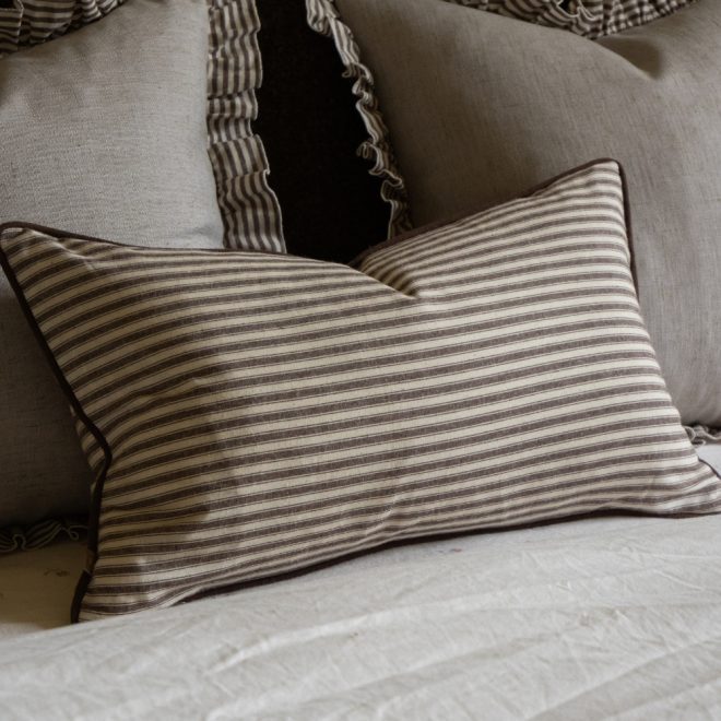 Florence Dark Brown Stripe Cushion 50×30