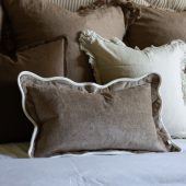 Chloe Coffee Scalloped Edge Cushion 50x30