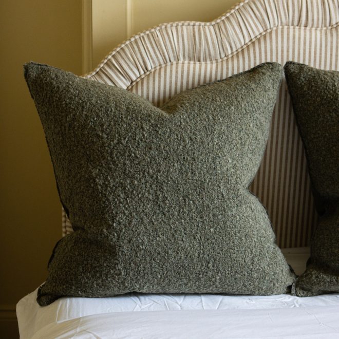 Sofia Olive Green Boucle Cushion 65×65