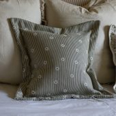 Daisy Sage and Cream Stripe Cushion