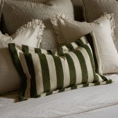 Orla Olive Green Stripe Cushion 50x30