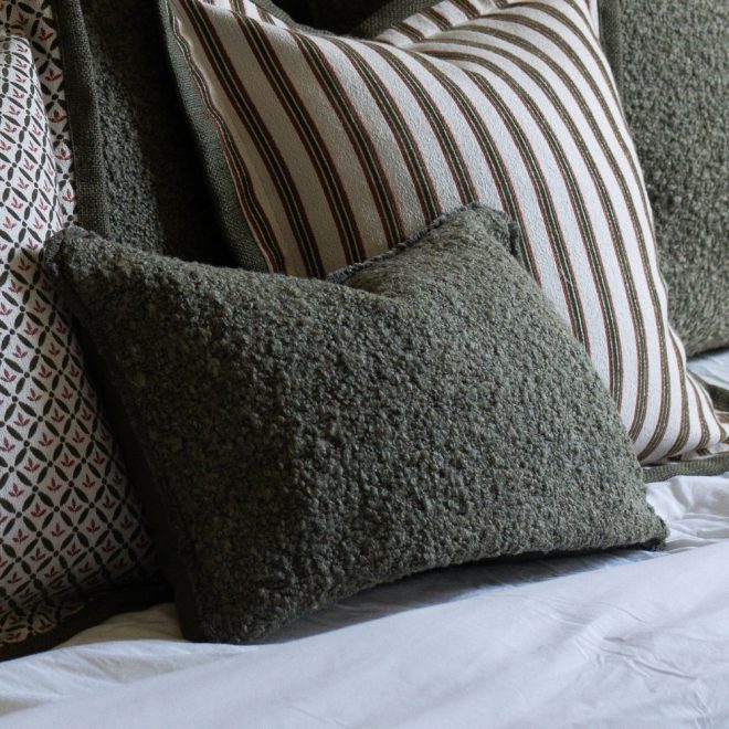 Sofia Olive Green Boucle Cushion 50×30