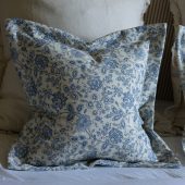 Aria Blue Floral Flanged Edge Cushion