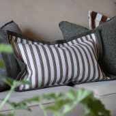 Fleur Olive and Terracotta Stripe Cushion 50x30