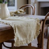 Linen Pastel Yellow Ruffle Table Runner