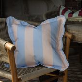 Outdoor Pink & Blue Stripe Scalloped Edge Cushion