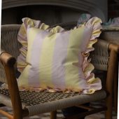 Outdoor Pink & Yellow Ruffle Edge Cushion
