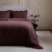 Luxury Dark Brown Ruffle Linen Bedding Set