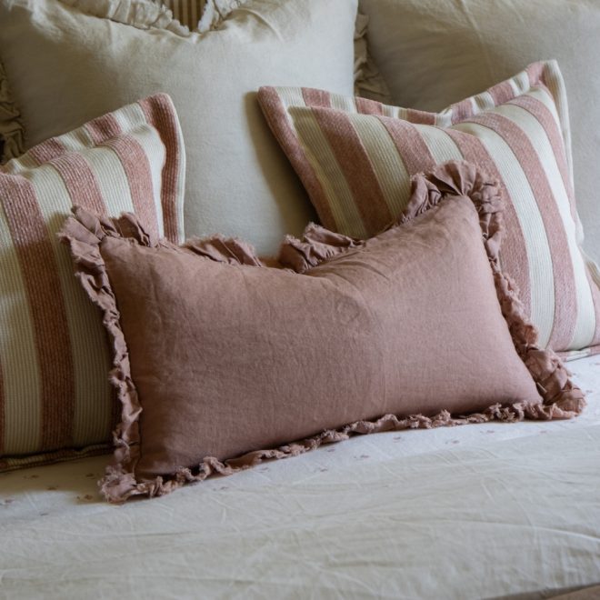 Hallie Dusty Pink Ruffle Cushion 50×30