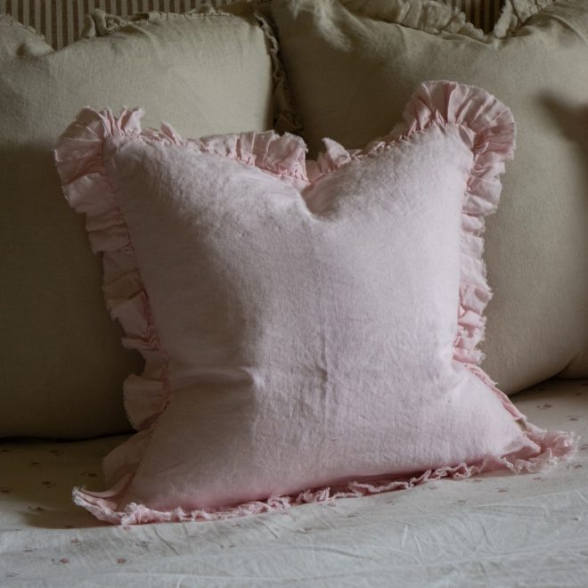 Hallie Light Pink Ruffle Cushion