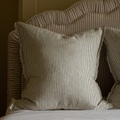 Esmee Olive Stripe Linen Cushion 65x65