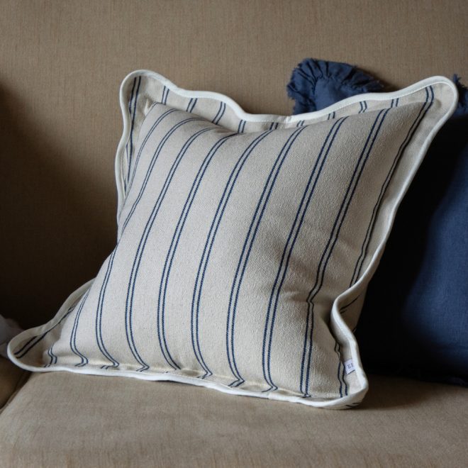 Chloe Nautical Stripe Scalloped Edge Cushion