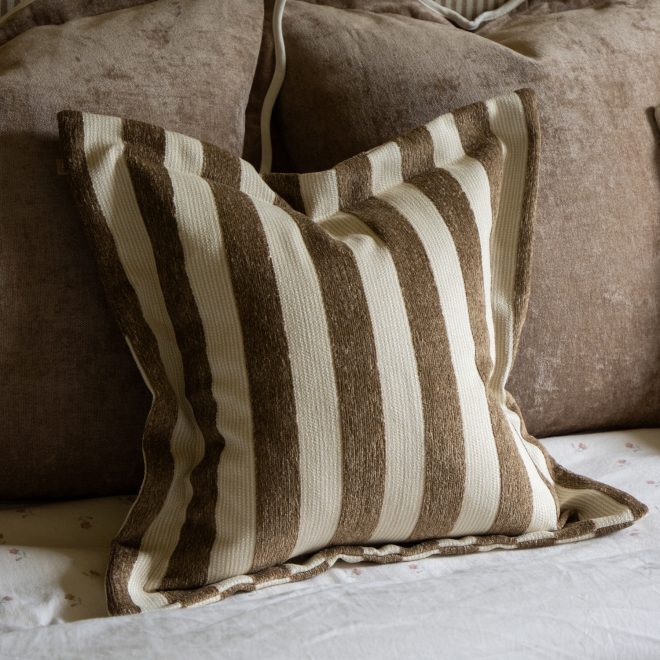 Orla Coffee Brown Stripe Cushion