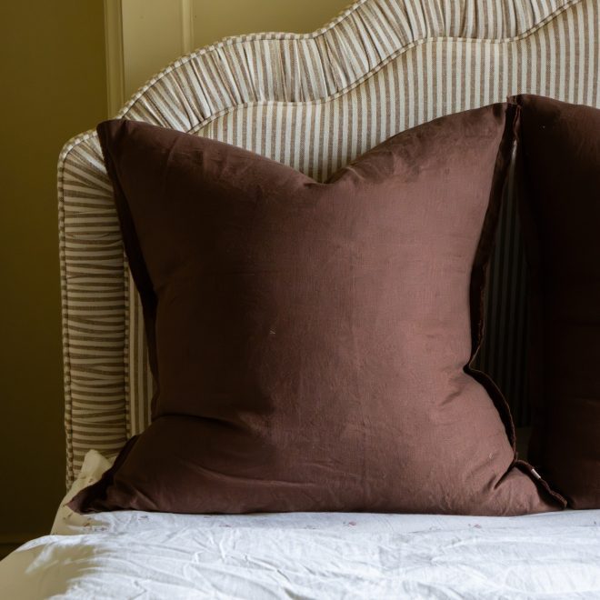 Esmee Dark Brown Linen Cushion 65×65